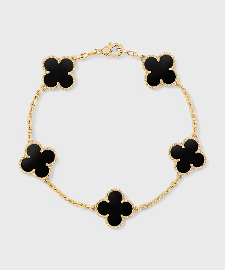 Clover Motif Bracelet with Elegance in Gold Plating