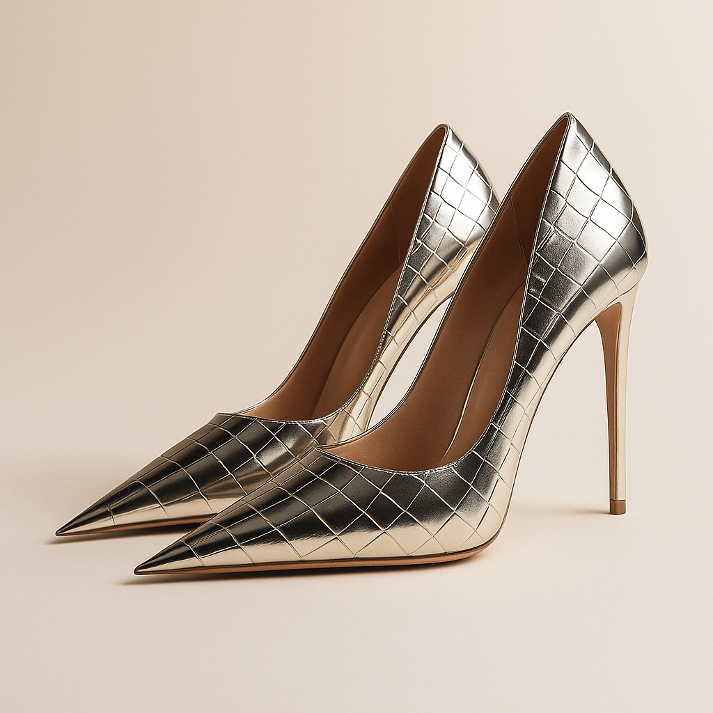 Noir Éclat™ – Sculpted Crocodile Heels