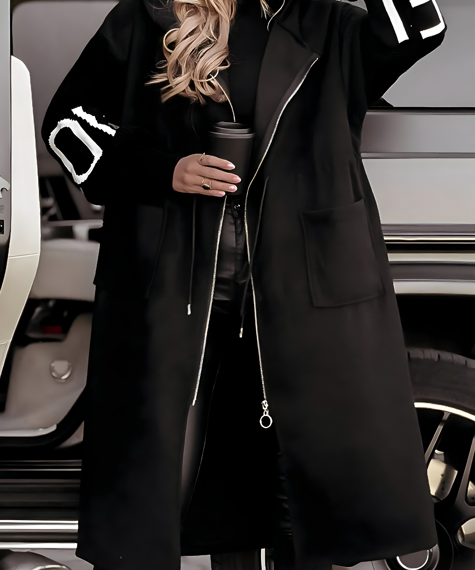 Elena | Women's Jacket with Knit Sleeves and Hood