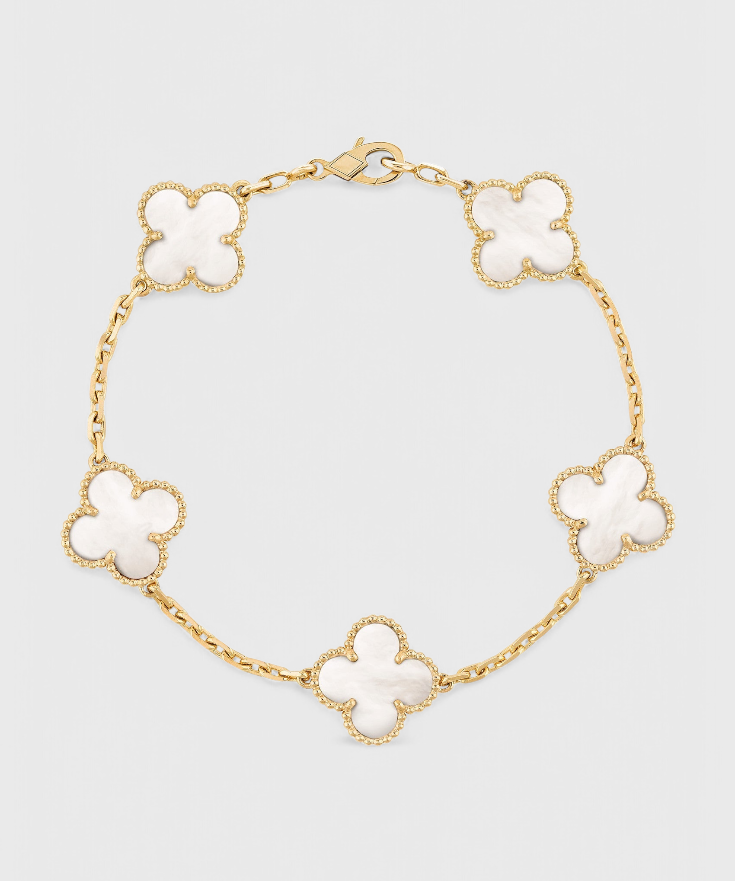 Clover Motif Bracelet with Elegance in Gold Plating