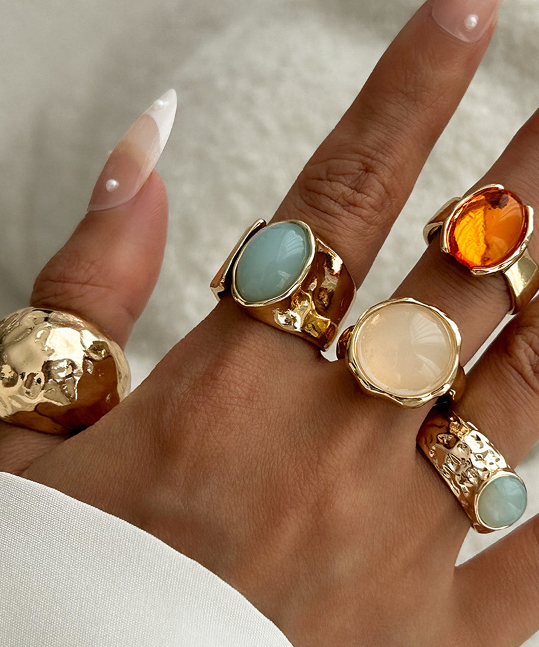 Open Ring Set with Rhinestones