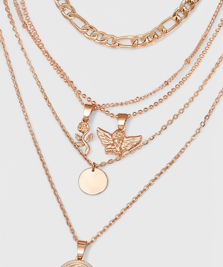 Rose and Angel Necklace