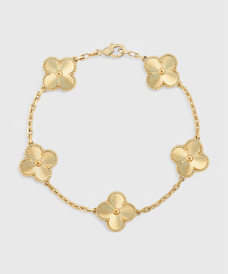 Clover Motif Bracelet with Elegance in Gold Plating
