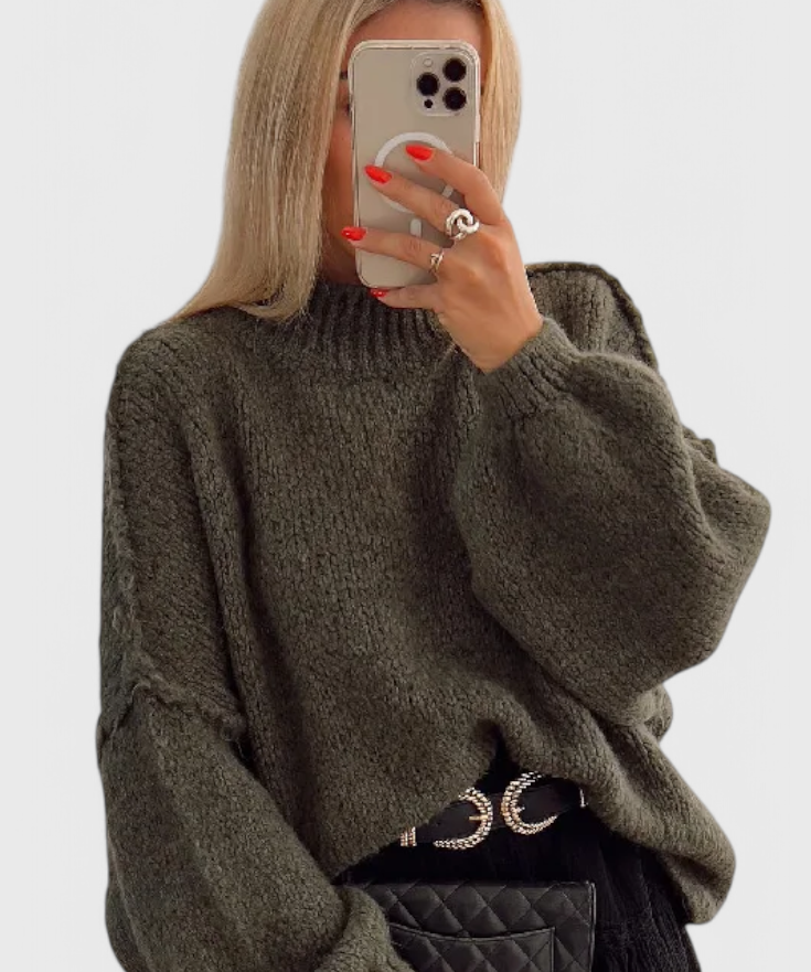 Oversized Knitted Cassia Jumper with Balloon Sleeves