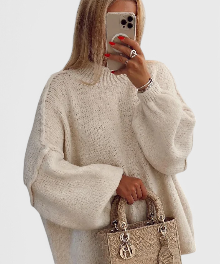 Oversized Knitted Cassia Jumper with Balloon Sleeves