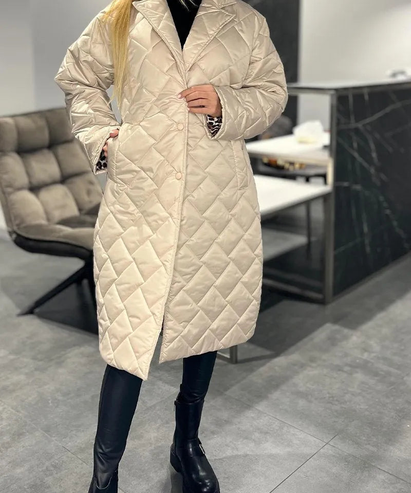 Beata | Reversible Padded Coat with Leopard Lining